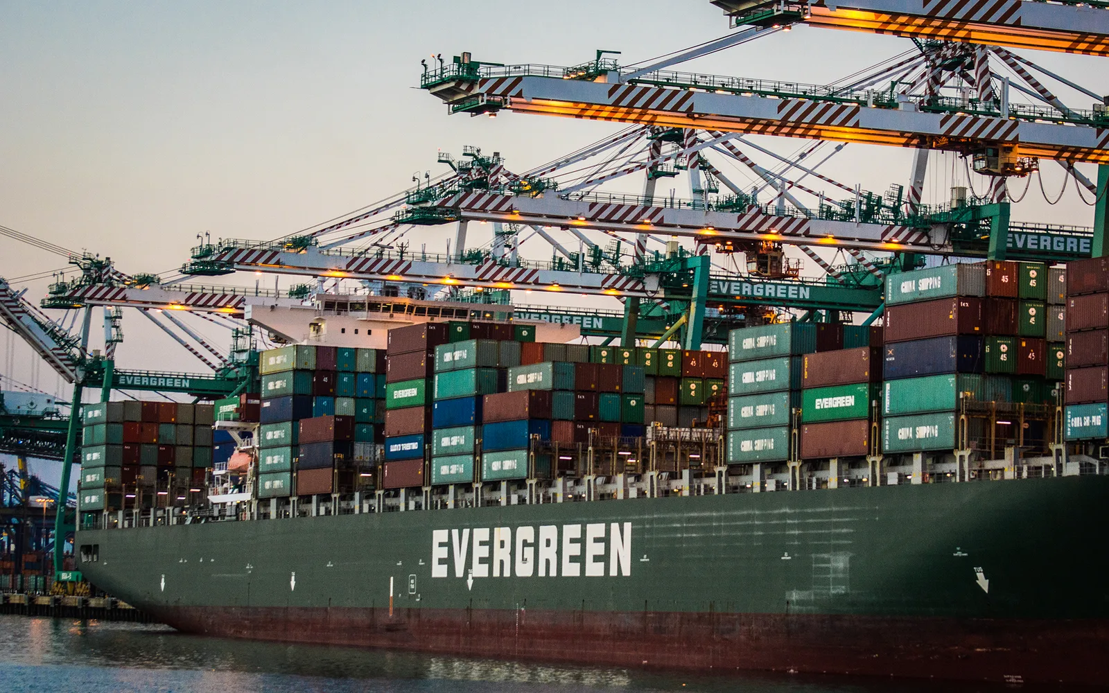 Shipping containers and container ships at San Pedro Harbor in the Port of Los Angeles, representing the South Bay's maritime commerce
